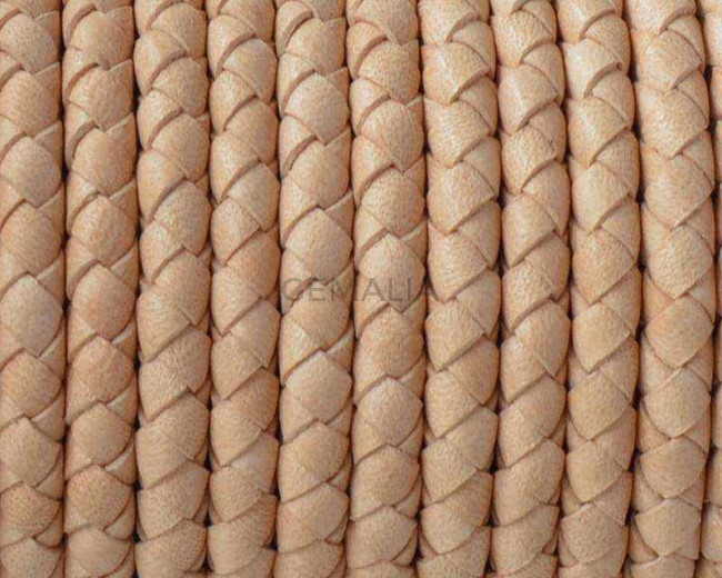 Snake leather cord braided round 5mm. Natural. Best Quality.