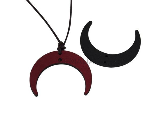 Leather pendant Moon 34x8mm. Burgundy. Best Quality.