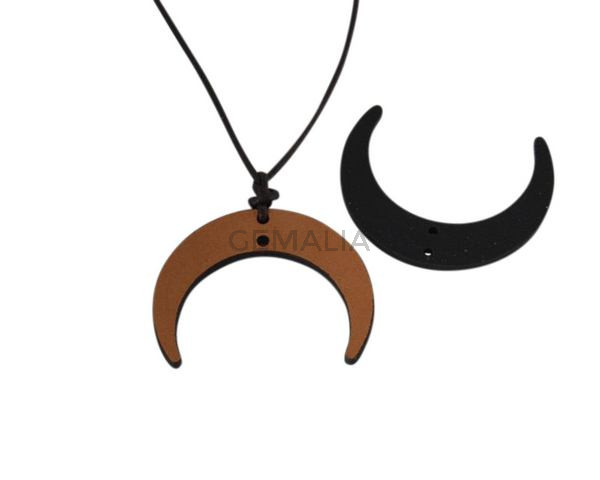 Leather pendant Moon 34x8mm. Light Brown. Best Quality.