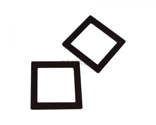 Leather square pendant 49.5x49.5mm. No hole. Dark brown.