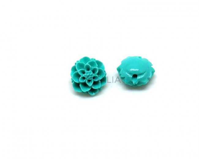 Synthetic Coral. Flower. 10mm. Turquoise. 12PCs.