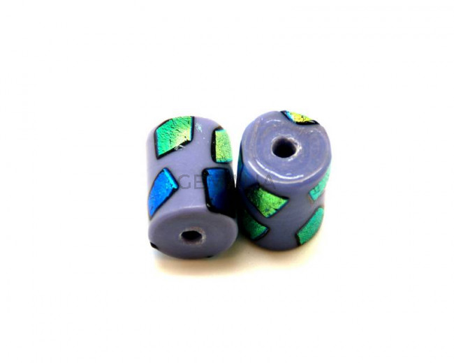 Ceramic. Barrell. 18.5x14mm. Dark lilac. Inn.2mm. approx.