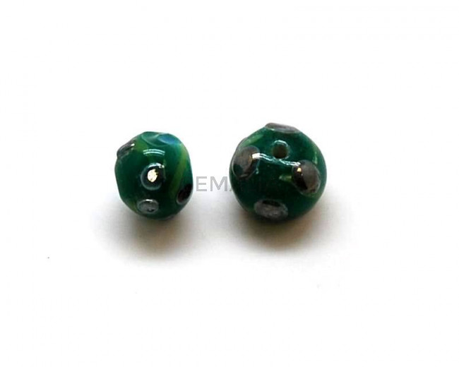 Murano. Round. 10mm. Green. Inn.2mm.approx.