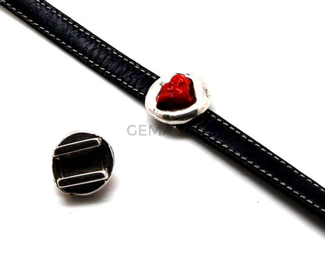 Zamak. Coin. Irregular. 21.5x20mm. Red. Inn.13x2.5mm.