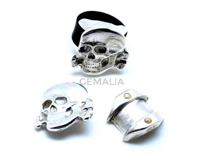 Zamak. Finger Ring. Skull. 27x27mm. Silver C. Inn.10mm.