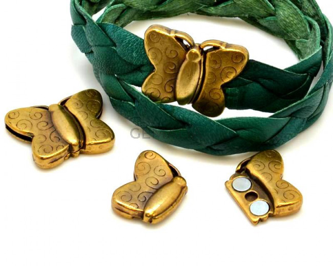 Zamak.Clasp Magnet Butterfly. 20x25mm. Antique gold. Inn.15x2mm.