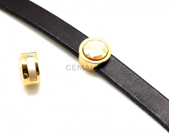 Zamak/Swarovski. Coin. 13mm. Golden Shadow. Inn.10x3mm.