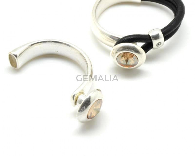 Zamak/Swarovski. Coin 20mm. Silver-Gold Shadow. Inn.10x5mm.