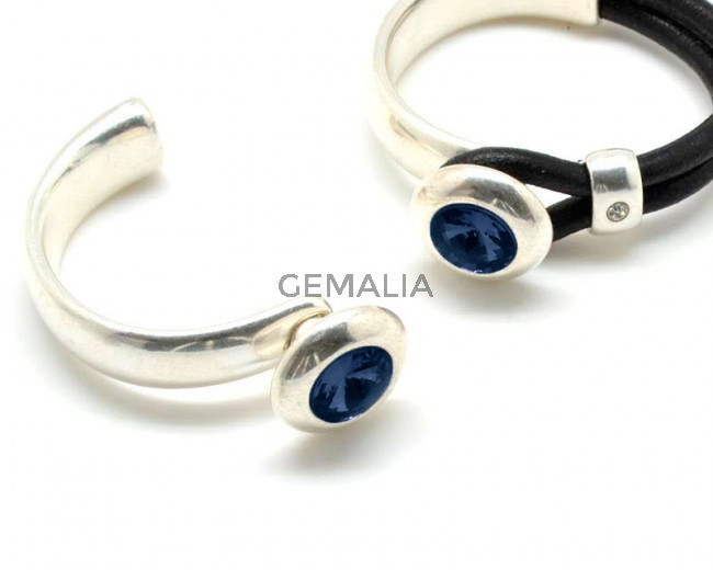 Zamak/Swarovski. Coin 20mm. Silver-Montana. Inn.10x5mm.