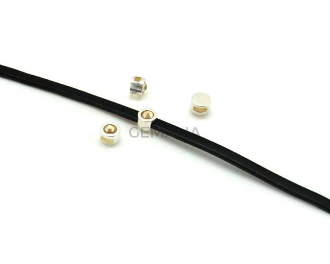 Zamak/Swarovski. Coin. 8mm. Silver-Golden Shadow. Inn.5x2mm.