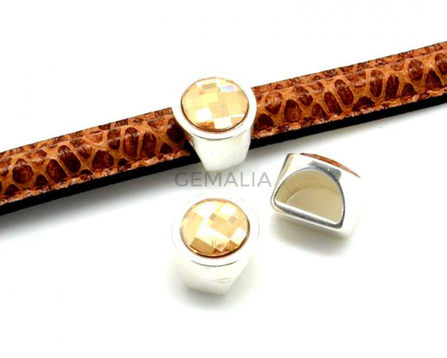 Zamak/Swarovski. Coin. 13mm. Silver-Golden Shadow. Inn.10x5mm.