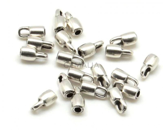 Zamak. Ending. 4x8mm. Silver color. Inn.2mm.