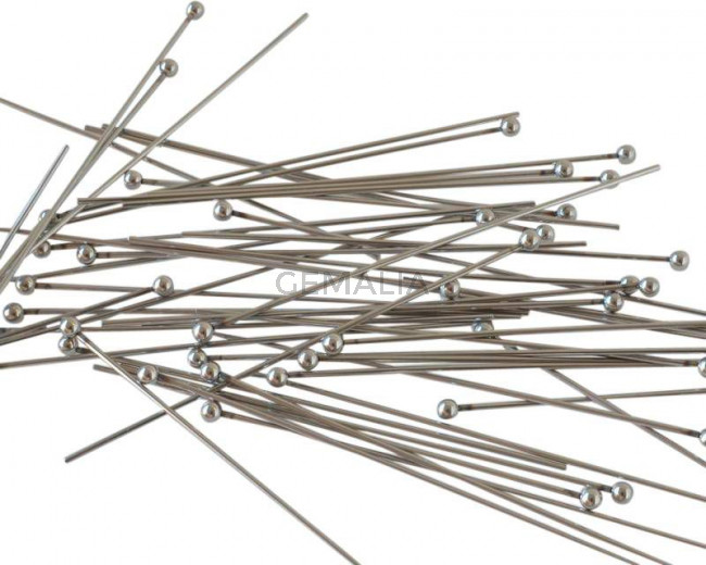 Stainless steel 304. Headpin. 60x0.8mm/2.5mm. Silver color.
