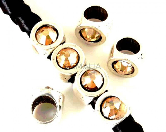 Zamak/Swarovski. Coin. 8mm. Silver-Golden Shadow. Inn.5mm. Zamak/Swarovski. Coin. 8mm. Silver-Golden Shadow. Inn.5mm.