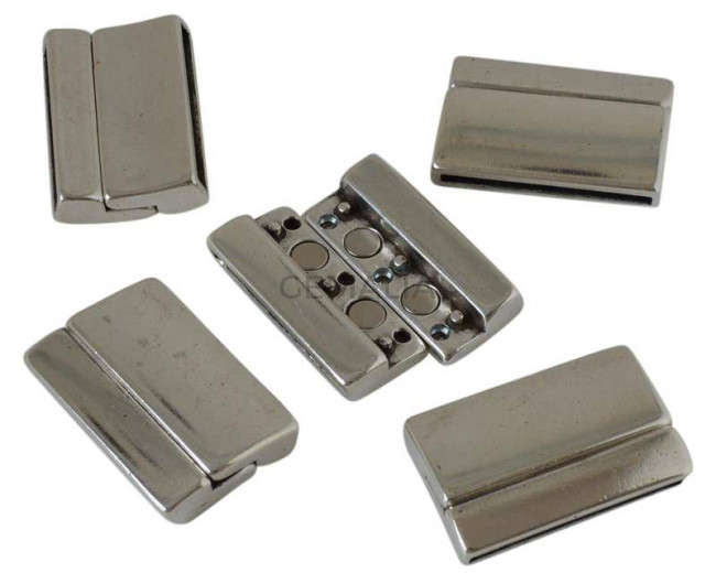 Zamak. Magnetic clasp. 32x21mm. Silver. Inn.29x2.5mm.