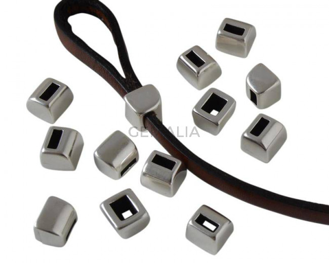 Zamak. Bracelet loop-component for stripe. 8x9mm. Silver. Inn.5x2mm.