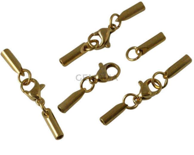 Stainless steel 304. Lobster claw cord clasp.30x3x3mm. Gold. Inn.2mm.