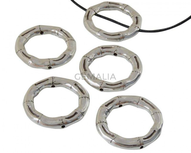 Zamak. Ring. 43mm. 2holes. Silver. Inn.2.2mm.
