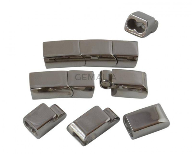 Stainless steel 304.Magnetic clasp.Rectangle.30x8x7mm.Silver.Inn.6x3mm