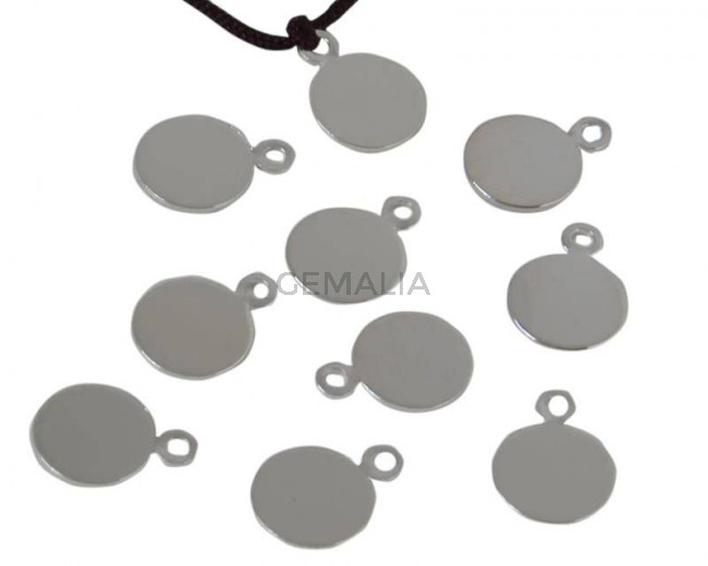 Brass. Pendant. Coin. 7mm. Silver. Inn.1mm.