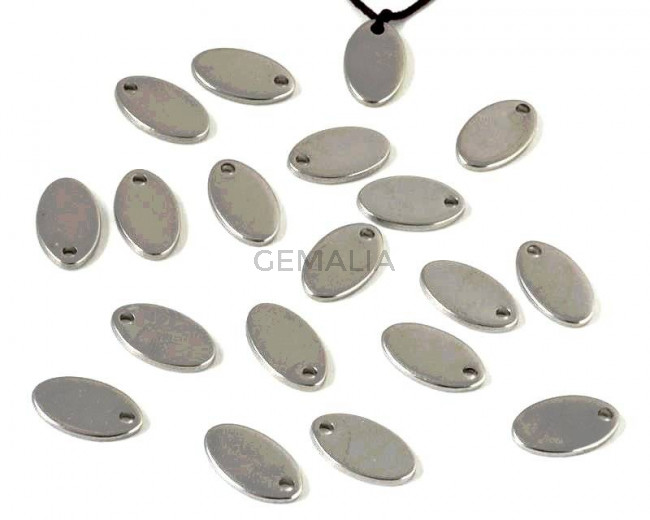 Stainless steel 304. Pendant. Oval. 7.5x12.7x1.5mm. Silver. Inn.1.5mm.