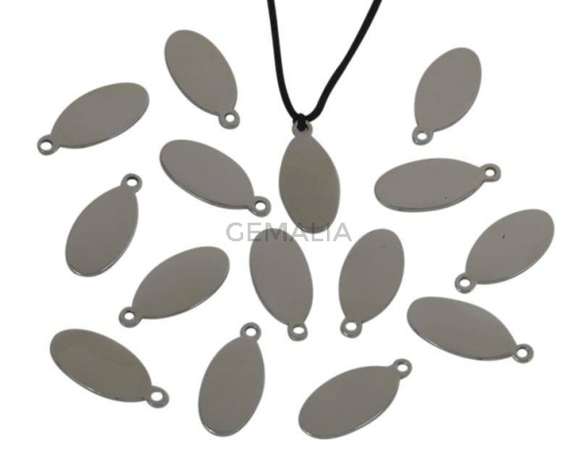 Stainless steel 304. Pendant. Oval. 8x18x1mm. Silver. Inn.1.5mm.
