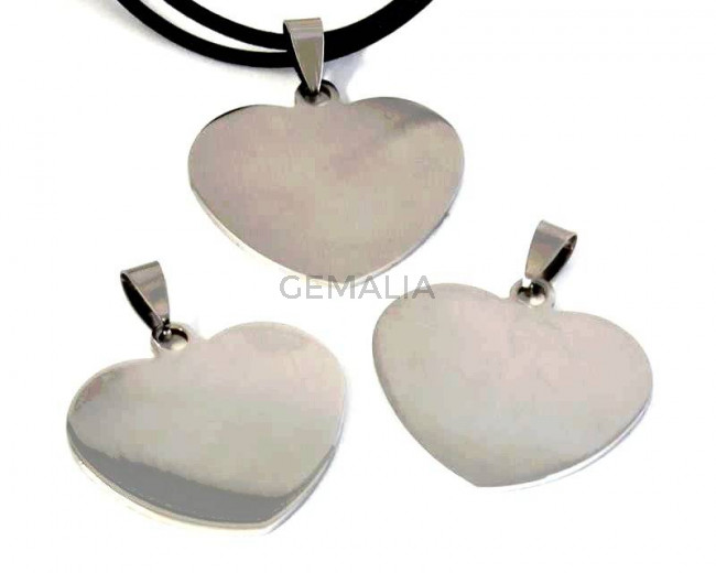 Stainless steel 304. Pendant. Heart. 34mm. Silver.Inn.3x4mm.