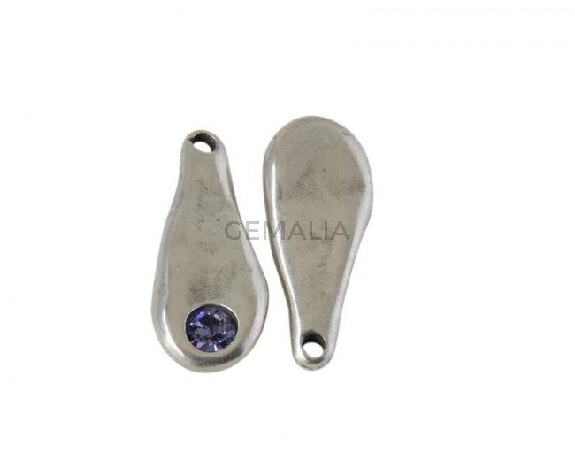 SWAROVSKI and Zamak pendant. 23.5x10mm. Silver-Tanzanite. Inn.1.5mm