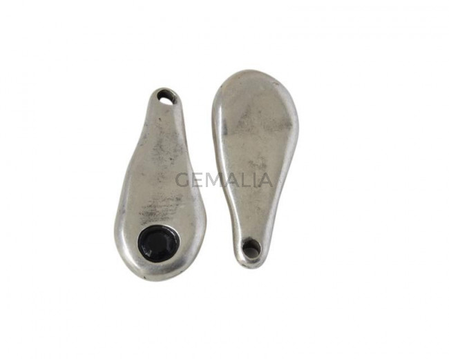 SWAROVSKI and Zamak pendant. 23.5x10mm. Silver-JET. Inn.1.5mm