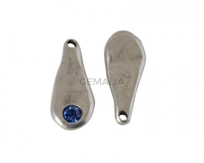 SWAROVSKI and Zamak pendant. 23.5x10mm. Silver-Sapphire. Inn.1.5mm