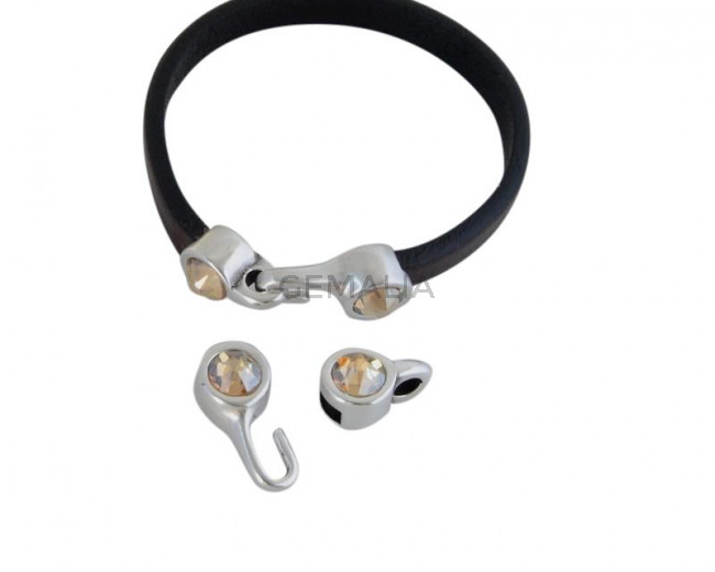 SWAROVSKI clasp with end cap. 2 pieces set 6x15mm-6x11mm. Silver-Golden Shadow. Inn.5x2mmSWAROVSKI clasp with end cap. 2 pieces set 6x15mm-6x11mm. Silver-Golden Shadow. Inn.5x2mm