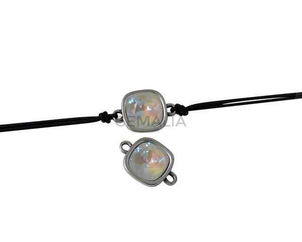 SWAROVSKI and metal connector. 13x19mm. Silver-Light Grey Delite. Inn.1.3mm