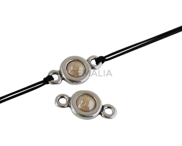 SWAROVSKI and Zamak connector. 22x12mm Coin. Silver-Crystal Golden Shadow. Inn.3mm 
