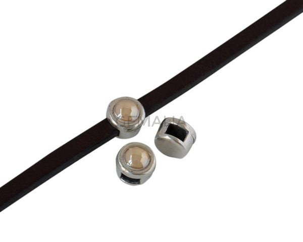 SWAROVSKI and Zamak Slider. 6x4mm. Silver-Crystal Golden Shadow. Inn.3x2mm