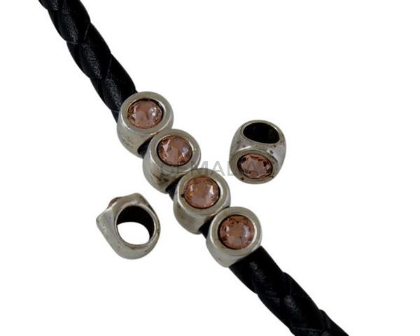 SWAROVSKI and Zamak Slider. Coin. 8mm. Silver-Light Peach. Inn.5mm.