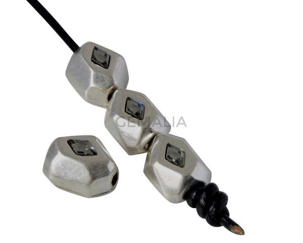 SWAROVSKI and Zamak Slider. Rhombus 11x8mm. Silver-Black Diamond. Inn.2mm.