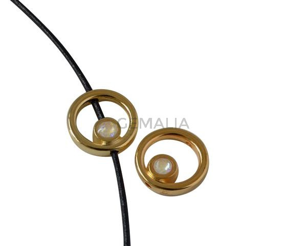 SWAROVSKI and metal ring. 12.2x12.3mm. Gold-Light Grey Delite. Inn.1.5mm