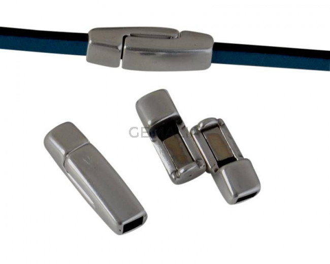 Zamak. Magnetic clasp. Flat. 17x5mm. Silver. Inn.3x2mm.