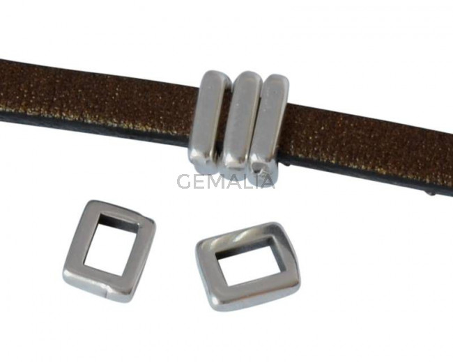 Zamak slider. Bar. 5.3x4.2mm. Silver. Inn.3x2mm