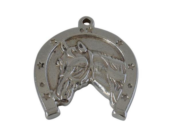 Stainless steel 304 horseshoe pendant. 31,5x35x4mm. Silver. Inn.4,5x7mm