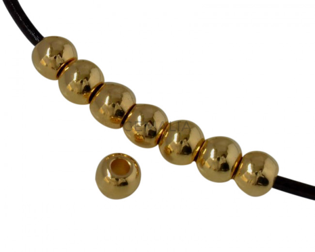 Round bead brass 4x3.2mm. Gold. Inn.1.4mm