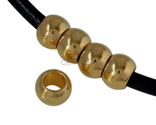 Rondelle bead brass 10x6mm. Gold. Inn.6mm