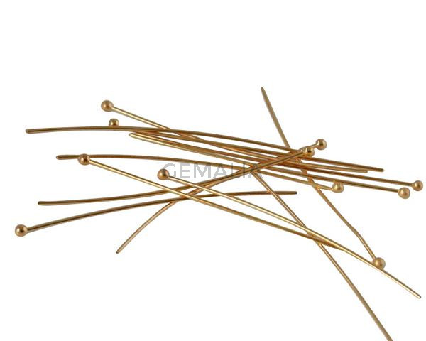 Brass ballpin 50x0.7mm. Gold.