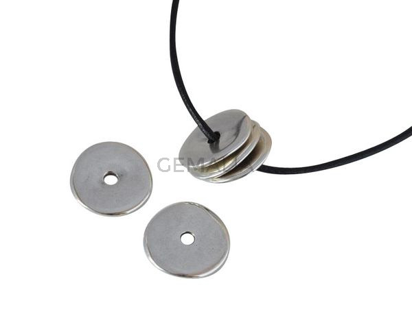 Zamak disk bead  22x22mm. Silver. Int.3,5mm
