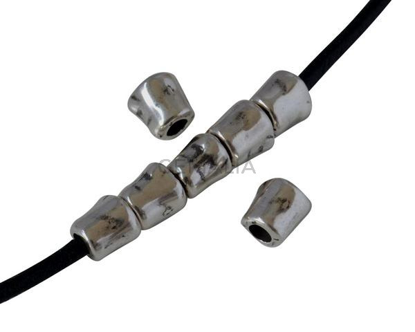 Zamak tube bead 7x6mm. Silver. Int.3mm