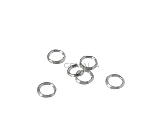 Brass double jump ring 7x7mm. Shiny Silver