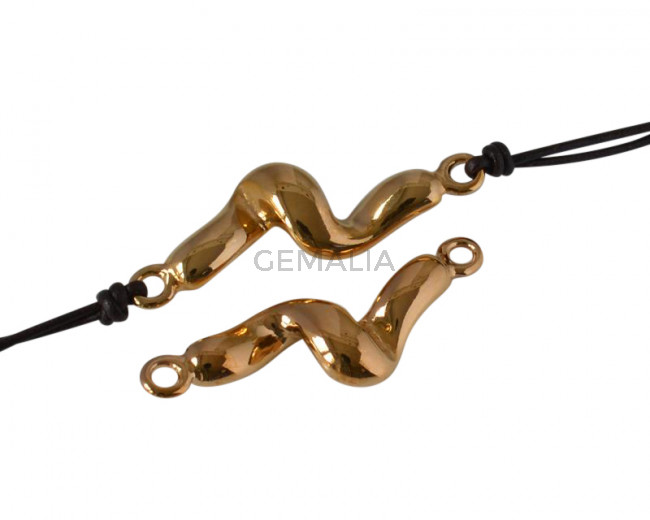 Zamak connector 42x17mm. 18Kt Gold plated. Inn. 3mm.