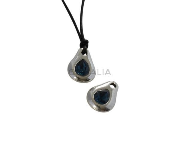 Swarovski and metal pendant 16x12mm. Silver-Montana. Inn.1.8mm