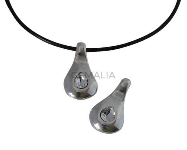 Swarovski and metal pendant 27x14mm. Silver-Crystal. Inn.2.2mm
