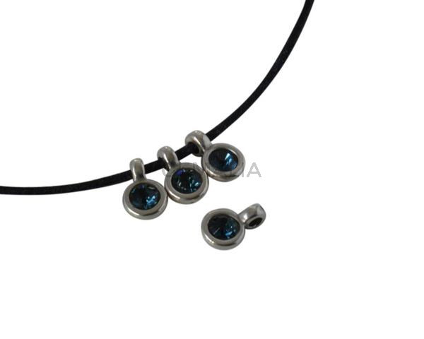 Swarovski and metal pendant 5mm. Silver-Denim Blue. Inn.1mm